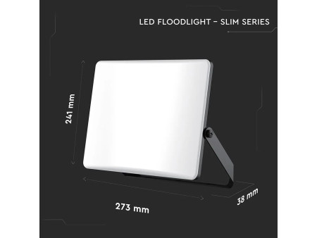 SKU 23767 VT-44107CCT V-TAC Faro LED SMD 100W Slim Diffusore Opalino e Driver Integrato Nero CCT IP65