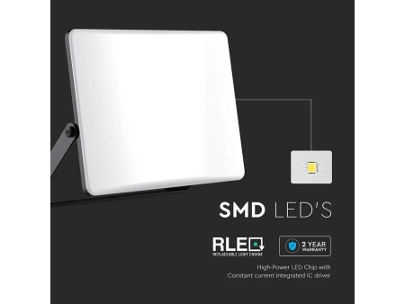 SKU 23767 VT-44107CCT V-TAC Faro LED SMD 100W Slim Diffusore Opalino e Driver Integrato Nero CCT IP65