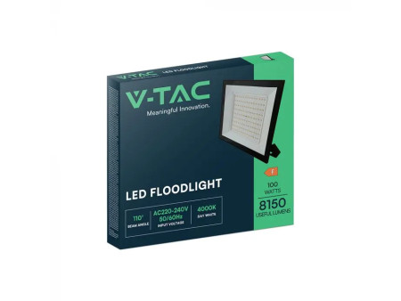 SKU 23992 VT-44109 V-TAC Faro LED SMD 100W Slim E-Series Driver Integrato Nero 3000K IP65