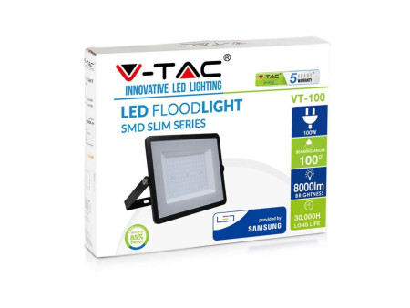 SKU 413 VT-100-B V-TAC PRO Faro LED SMD Chip Samsung 100W Nero 4000K IP65