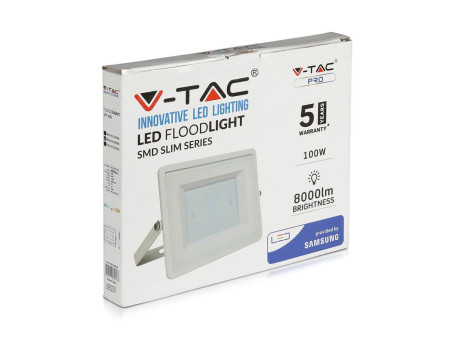 SKU 415 VT-100-W V-TAC PRO Faro LED SMD Chip Samsung 100W Bianco 3000K IP65