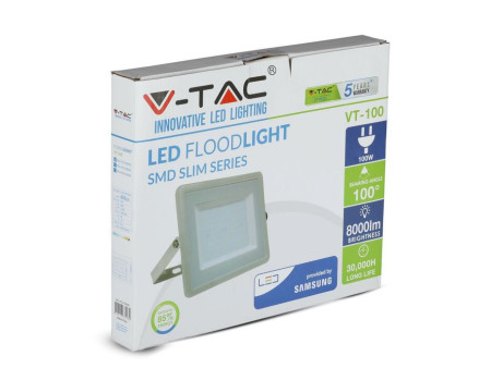 SKU 472 VT-100-G V-TAC PRO Faro LED SMD Chip Samsung 100W Grigio 3000K IP65