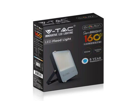 SKU 5921 VT-49161 V-TAC Faro LED SMD 100W 160LM/W Nero 6400K IP65