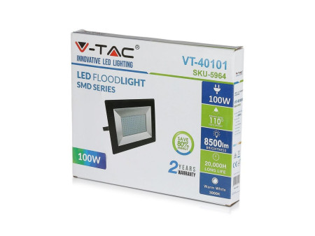 SKU 5966 VT-40101 V-TAC Faro LED SMD 100W E-Series Nero 6500K IP65