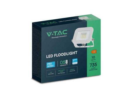 SKU 10012 VT-44010 V-TAC PRO Faro LED SMD Chip Samsung 10W PRO-S Bianco 4000K IP65