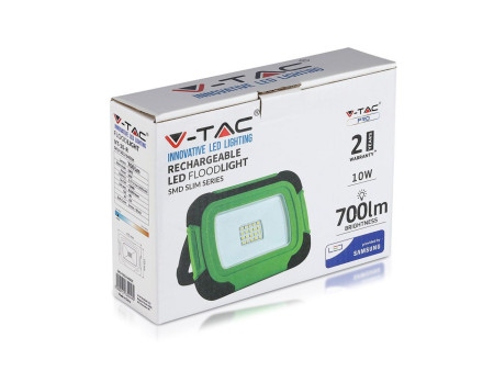 SKU 20038 VT-11-R V-TAC PRO Faro LED Chip Samsung 10W Ricaricabile con USB 4000K IP44