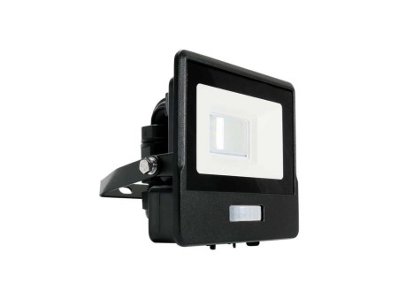 SKU 20256 VT-118S V-TAC PRO Faro LED SMD Chip Samsung 10W con Sensore PIR Nero 3000K IP65