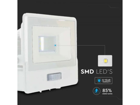 SKU 20270 VT-118S V-TAC PRO Faro LED SMD Chip Samsung 10W con Sensore PIR Bianco 6500K IP65