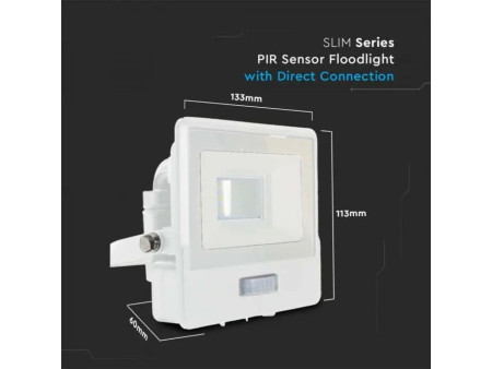 SKU 20269 VT-118S V-TAC PRO Faro LED SMD Chip Samsung 10W con Sensore PIR Bianco 4000K IP65