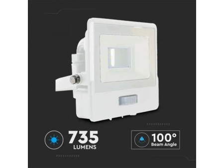SKU 20269 VT-118S V-TAC PRO Faro LED SMD Chip Samsung 10W con Sensore PIR Bianco 4000K IP65