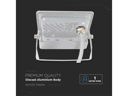 SKU 20292 VT-118S V-TAC PRO Faro LED SMD Chip Samsung 10W con Sensore PIR Cavo 1m Bianco 3000K IP65
