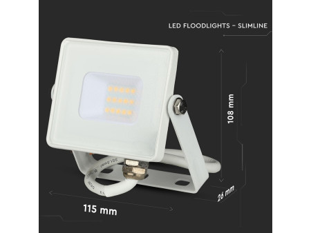 SKU 21427 VT-10-W V-TAC PRO Faro LED SMD Chip Samsung 10W Bianco 3000K IP65