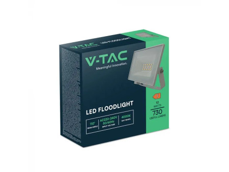 SKU 23971 VT-44012 V-TAC Faro LED SMD 10W Slim E-Series con Driver Integrato Bianco 4000K IP65