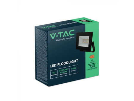 SKU 23974 VT-44012 V-TAC Faro LED SMD 10W Slim E-Series con Driver Integrato Nero 6500K IP65
