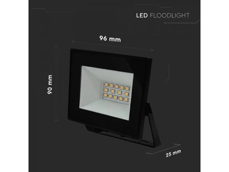 SKU 23972 VT-44012 V-TAC Faro LED SMD 10W Slim E-Series con Driver Integrato Nero 4000K IP65