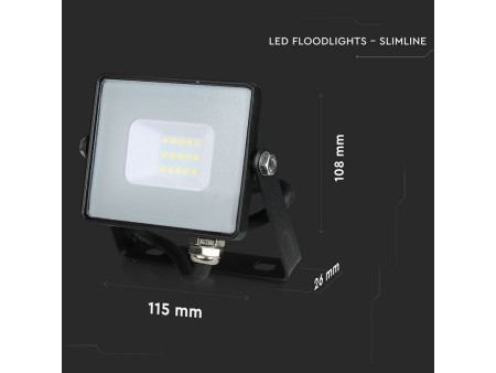 SKU 424 VT-10-B V-TAC PRO Faro LED SMD Chip Samsung 10W Nero 3000K IP65