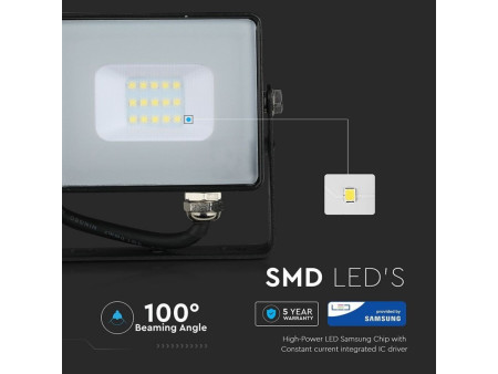 SKU 424 VT-10-B V-TAC PRO Faro LED SMD Chip Samsung 10W Nero 3000K IP65