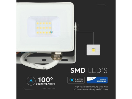 SKU 429 VT-10-W V-TAC PRO Faro LED SMD Chip Samsung 10W Bianco 6400K IP65