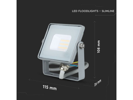 SKU 430 VT-10-G V-TAC PRO Faro LED SMD Chip Samsung 10W Grigio 3000K IP65