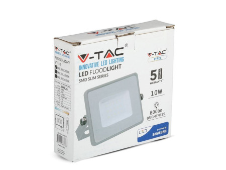 SKU 432 VT-10-G V-TAC PRO Faro LED SMD Chip Samsung 10W Grigio 6400K IP65