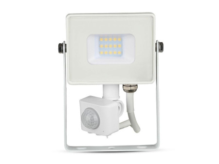 SKU 433 VT-10-S-W V-TAC PRO Faro LED SMD Chip Samsung 10W con Sensore PIR/Crepuscolare e Interruttore Bianco 3000K IP65