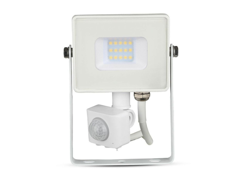 SKU 433 VT-10-S-W V-TAC PRO Faro LED SMD Chip Samsung 10W con Sensore PIR/Crepuscolare e Interruttore Bianco 3000K IP65