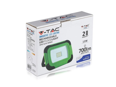 SKU 502 VT-11-R V-TAC PRO Faro LED SMD Chip Samsung 10W Ricaricabile con Sos Flash 6400K IP44