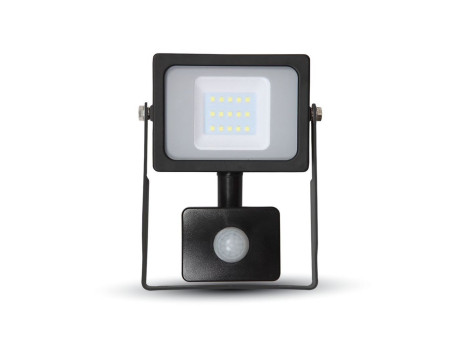 SKU 5785 VT-4911 V-TAC Faro LED SMD 10W con Sensore PIR Nero 6400K IP44