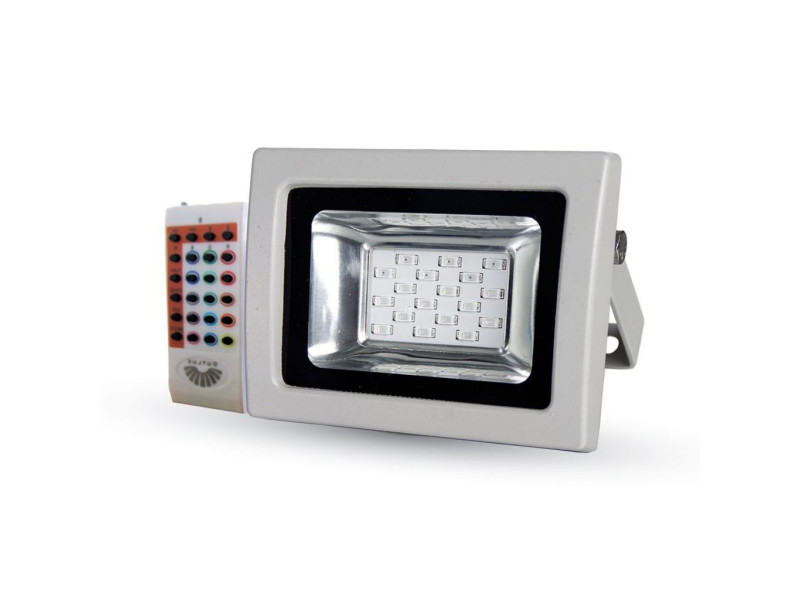 SKU 5894 VT-4711 V-TAC Faro LED SMD 10W con Telecomando RF Grigio RGB IP65