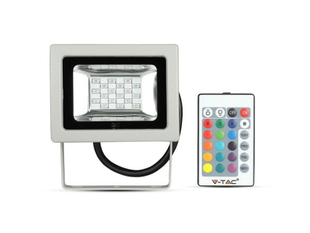 SKU 5895 VT-4711 V-TAC Faro LED SMD 10W con Telecomando IR Grigio RGB IP65