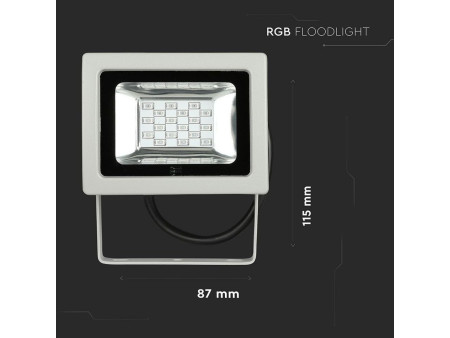 SKU 5895 VT-4711 V-TAC Faro LED SMD 10W con Telecomando IR Grigio RGB IP65