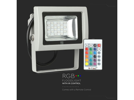 SKU 5895 VT-4711 V-TAC Faro LED SMD 10W con Telecomando IR Grigio RGB IP65