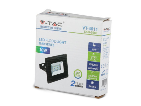 SKU 5989 VT-4011 V-TAC Faro LED SMD 10W E-Series Nero Luce Rosso IP65