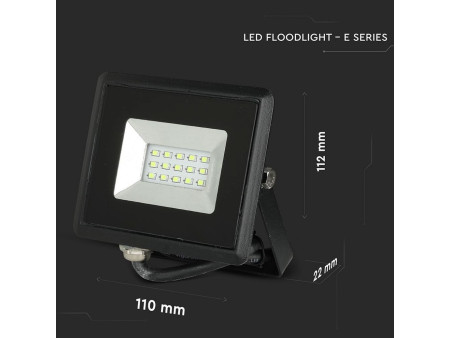 SKU 5990 VT-4011 V-TAC Faro LED SMD 10W E-Series Nero Luce Blu IP65