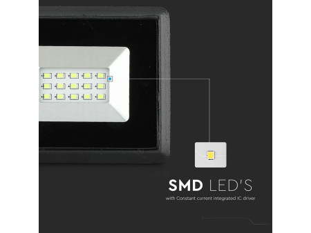 SKU 5990 VT-4011 V-TAC Faro LED SMD 10W E-Series Nero Luce Blu IP65