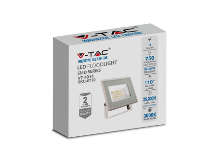 SKU 6731 VT-4914-W V-TAC Faro LED SMD 10W F-Series Driver Integrato Bianco 4000K IP65