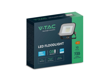 SKU 9898 VT-44010 V-TAC PRO Faro LED SMD Chip Samsung 10W PRO-S Grigio 3000K IP65