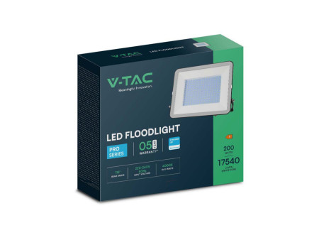 SKU 10028 VT-44206 V-TAC PRO Faro LED SMD Chip Samsung 200W Nero 6500K IP65