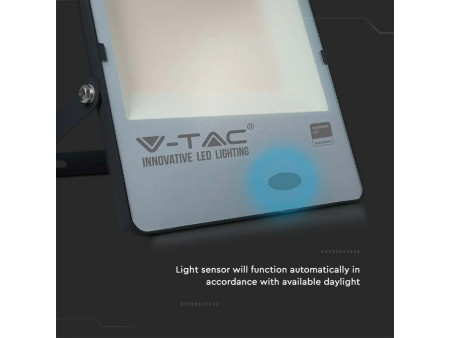 SKU 20183 VT-272 V-TAC PRO Faro LED SMD Chip Samsung 200W 100LM/W con Sensore Crepuscolare Nero 6500K IP65