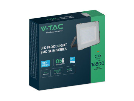 SKU 21418 VT-200 V-TAC PRO Faro LED SMD Chip Samsung 200W Cavo 1m Nero 4000K IP65