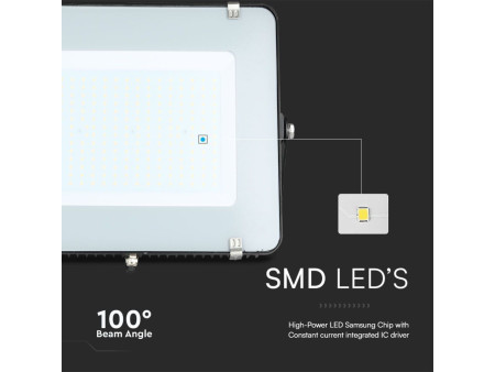 SKU 21419 VT-200-B V-TAC PRO Faro LED SMD Chip Samsung 200W Cavo 1m Nero 6500K IP65