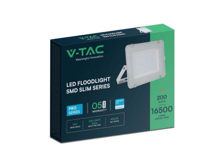 SKU 21421 VT-200 V-TAC PRO Faro LED SMD Chip Samsung 200W Cavo 1m Bianco 6500K IP65