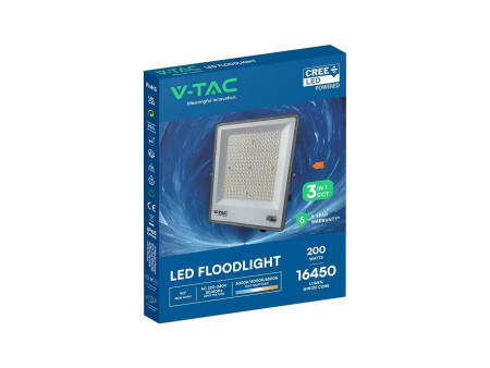 SKU 240706 VT-44209CCT V-TAC PRO Faro LED SMD Chip CREE 200W Driver Integrato Nero CCT IP65