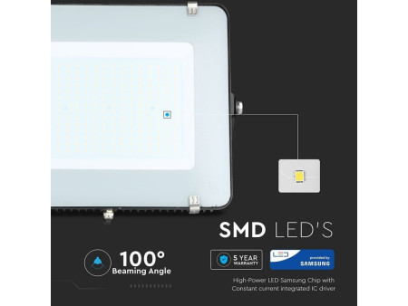 SKU 418 VT-200-B V-TAC PRO Faro LED SMD Chip Samsung 200W Nero 4000K IP65