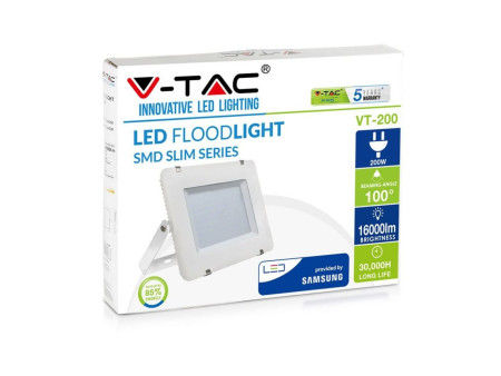 SKU 420 VT-200-W V-TAC PRO Faro LED SMD Chip Samsung 200W Bianco 4000K IP65
