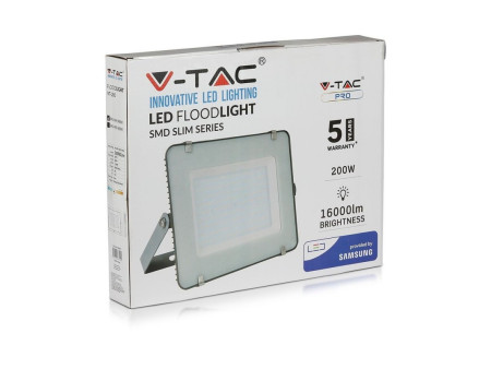 SKU 485 VT-200-G V-TAC PRO Faro LED SMD Chip Samsung 200W Grigio 6400K IP65