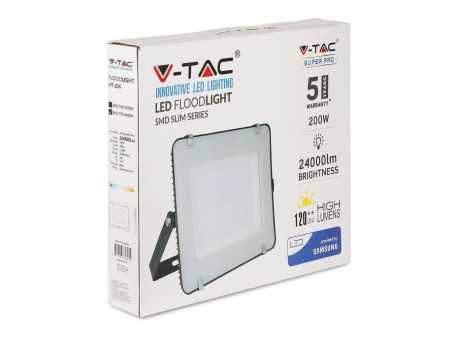 SKU 778 VT-206-B V-TAC PRO Faro LED SMD Chip Samsung 200W 120LM/W Nero 4000K IP65