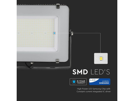 SKU 779 VT-206-B V-TAC PRO Faro LED SMD Chip Samsung 200W 120LM/W Nero 6400K IP65