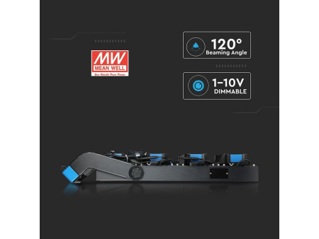 SKU 498 VT-1003D V-TAC PRO Faro LED SMD Chip Samsung 1000W 120LM/W Driver MeanWell Nero/Blu 120° 4000K IP65 Dimmerabile
