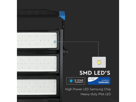 SKU 499 VT-1002D V-TAC PRO Faro LED SMD Chip Samsung 1000W 120LM/W Driver MeanWell Nero/Blu 60° 4000K IP65 Dimmerabile